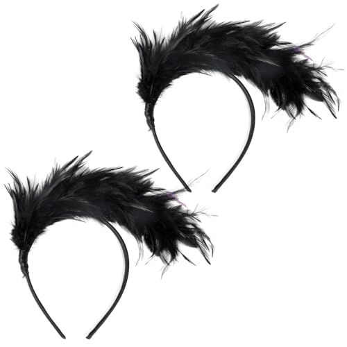 JOFONY 2Pcs Schwarz Feder Stirnbänder,Fascinator mit Feder,Feder Karneval Haarreif,Federkopfschmuck für Hochzeit Halloween Weihnachten Party JOFONY 2Pcs Schwarz Feder Stirnbänder,Fascinator mit Feder,Feder Karneval Haarreif,Federkopfschmuck für Hochzeit Halloween Weihnachten Party von JOFONY