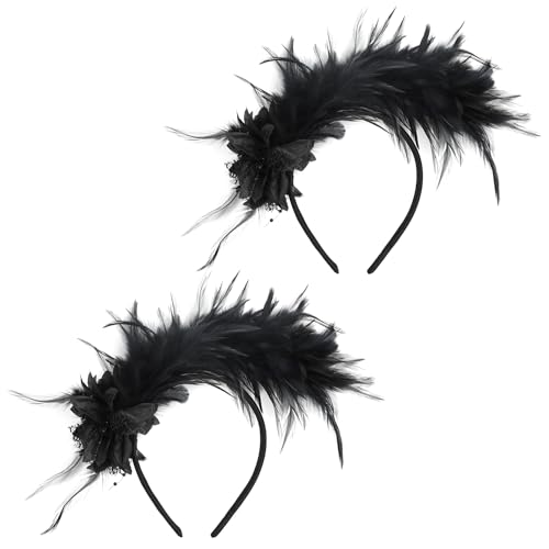 JOFONY 2Pcs Schwarz Feder Stirnbänder,Fascinator mit Feder,Feder Karneval Haarreif,Federkopfschmuck für Hochzeit Halloween Weihnachten Party JOFONY 2Pcs Schwarz Feder Stirnbänder,Fascinator mit Feder,Feder Karneval Haarreif,Federkopfschmuck für Hochzeit Halloween Weihnachten Party von JOFONY
