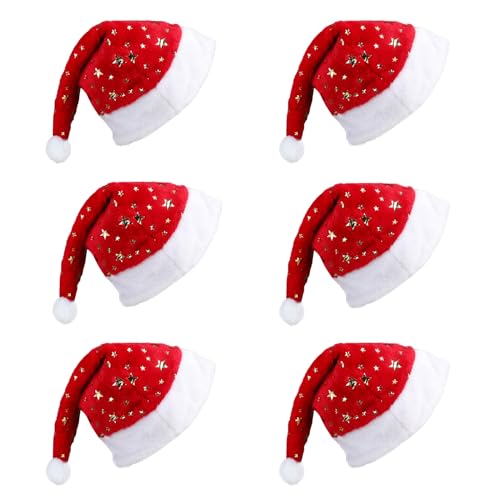 JOFONY 6 Stück Weihnachtsmütze, Nikolausmütze mit Pentagrammuster,Plüsch Rand Weihnachten Santa Hut,Rote Santa Mütze,Weihnachtskostüme für Weihnachtsfeier Weihnachtsdekoration JOFONY 6 Stück Weihnachtsmütze, Nikolausmütze mit Pentagrammuster,Plüsch Rand Weihnachten Santa Hut,Rote Santa Mütze,Weihnachtskostüme für Weihnachtsfeier Weihnachtsdekoration von JOFONY