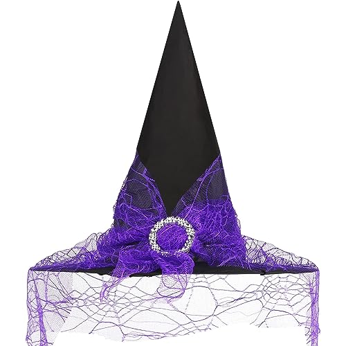 JOFONY Halloween Hexenhut, Lila Hexen Hut mit Schleier,Hexen Accessoires Zaubererhüte für Halloween Maskeradepartys Maskeraden Kostümparty JOFONY Halloween Hexenhut, Lila Hexen Hut mit Schleier,Hexen Accessoires Zaubererhüte für Halloween Maskeradepartys Maskeraden Kostümparty von JOFONY