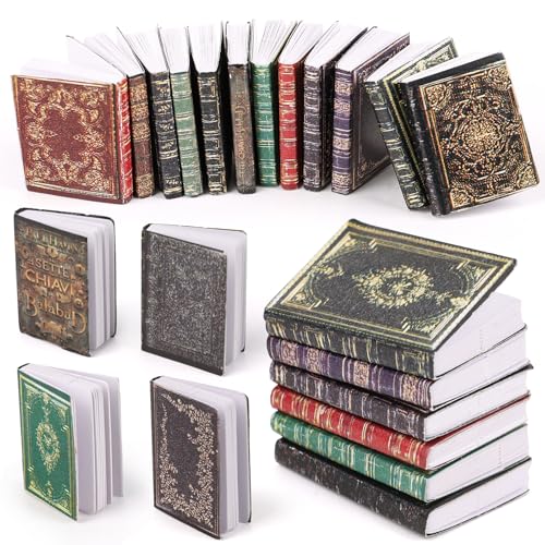 JOFONY Miniatur Puppenhaus Zubehör, 12 Stück Miniatur Bücher Dekoration für Puppenhaus Arbeitszimmer Schlafzimmer Bibliothek von JOFONY