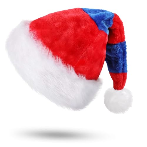 JOFONY Weihnachtsmütze für Erwachsene, Rot und Blau Nikolausmütze,Plüsch Rand Weihnachten Santa Hut,Rote Santa Mütze,Weihnachtskostüme für Weihnachtsfeier Weihnachtsdekoration JOFONY Weihnachtsmütze für Erwachsene, Rot und Blau Nikolausmütze,Plüsch Rand Weihnachten Santa Hut,Rote Santa Mütze,Weihnachtskostüme für Weihnachtsfeier Weihnachtsdekoration von JOFONY