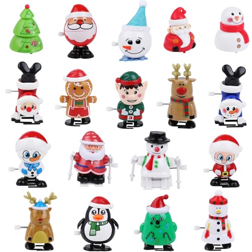 JOFONY 18 Stück Aufziehspielzeug Weihnachten,Springspielzeug Adventskalender Füllung für Kinder,Weihnachten Uhrwerk Spielzeug für Weihnachtsstrümpfe und Geschenktütenfüller von JOFONY
