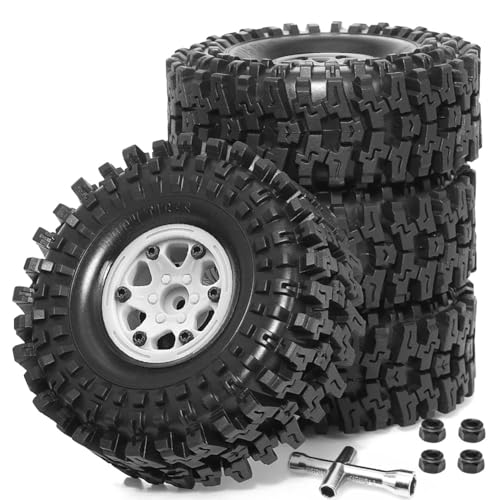 JOFUUM 4 Stück Radnabe aus Kunststoff, Gummireifen für 1,9 (4,9 cm), Reifen für Auto, Kletterer, Fernbedienung 1:10 Axial SCX10 TRX4, von JOFUUM