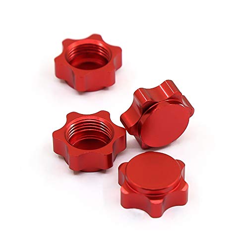 JOFUUM 4 Teilige Aluminium Rad Naben Abdeckung Anti Abdeckung 17 Mm Sechskant Mutter für 1/8 RC Auto, Rot von JOFUUM