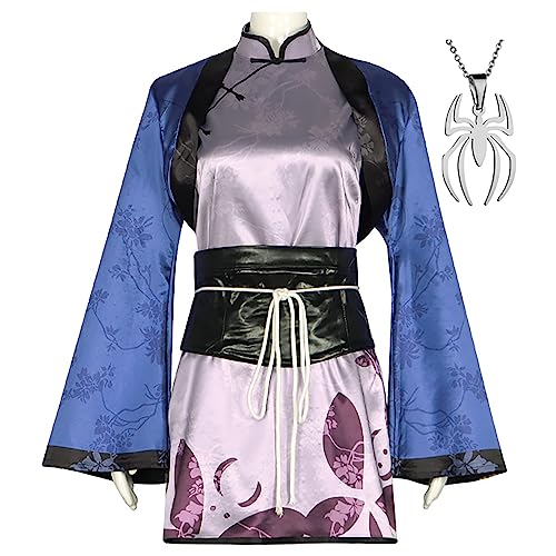 Anime Black Butler Cosplay Kostüm Outfits Uniform mit Halskette Cheongsam-Anzug Kostüm für Halloween Karneval Erwachsene Geeignet für Bühnenaufführungen, Anime-Ausstellungen, Geschenke (Blau, L) von JOHLCR
