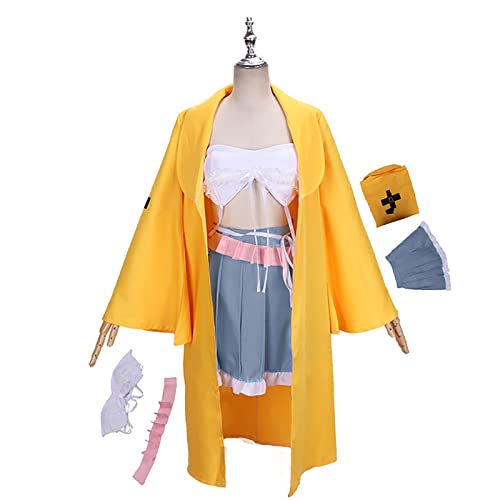 JOHLCR 4-Teiliges Set Anime Cosplay KostüM Danganronpa V3 Angie Yonaga Kleid Anime Kostüm für Erwachsene Geeignet für Halloween, Bühnenspiel, Party (M, Gelb) von JOHLCR