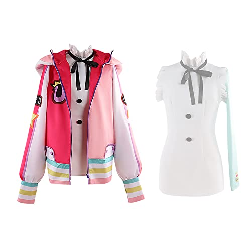 JOHLCR Anime Cosplay Kostüm ONE PIECE FILM RED Uta für Frauen Uniform Outfits 4-Teiliges set Sport Jacke Kostüm für Erwachsene geeignet für Partys, Bühnenspiele, Alltagskostüme (2XL, Rot) von JOHLCR