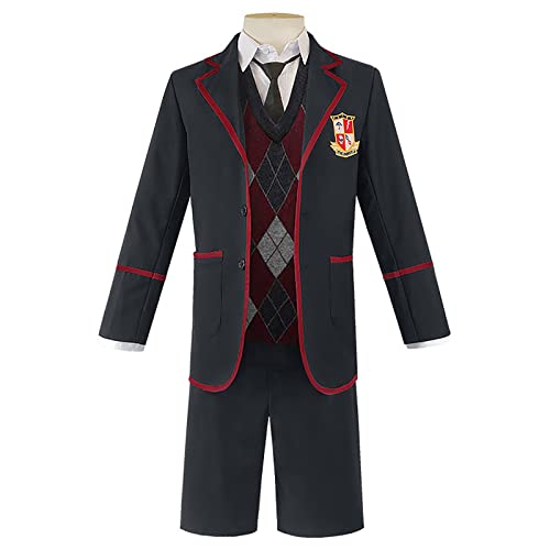 JOHLCR Anime Cosplay Kostüm The Umbrella Academy Outfits Kostüm für Erwachsene Halloween Karneval 6-Teiliges set Geeignet für Party, Bühnenspiel, Alltagsverkleiden (M, Schwarz) von JOHLCR