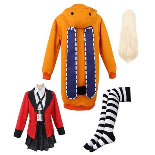 JOHLCR Anime Cosplay Kostüm mit Perücke Kakegurui Yomozuki Runa Kostüm für Halloween Karneval Outfits für Geburtstagsgeschenk, Bühnenspiel (S, Gelb) von JOHLCR