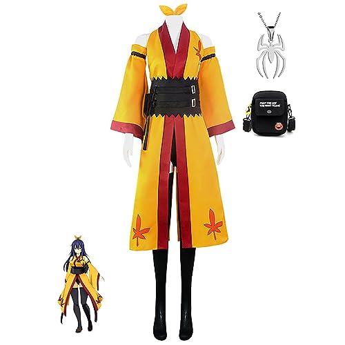 JOHLCR Anime EDENS ZERO Homura Cosplay Kostüm mit Halskette Geschenk für Manga-Liebhaber Kimono-set Kostüm für Halloween Karneval Geeignet für Bühnenaufführungen, Anime-Messen (S, Gelb) von JOHLCR