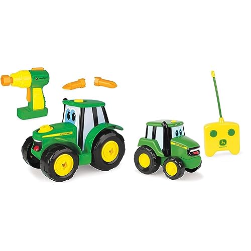 JOHN DEERE 46655 BAU-Dir-Deinen-Johnny-Traktor, Kinder Traktor zum Selbstbauen Johnny Traktor in grün, Ferngesteuerter Kindertrecker aus Kunststoff von JOHN DEERE