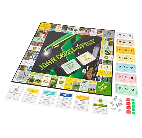 John Deere Opoly Brettspiel, Familienspiele, Spaß für Erwachsene und Kinder, Familien-Kinder-Brettspiel, geeignet für Kinder ab 8 Jahren von John Deere