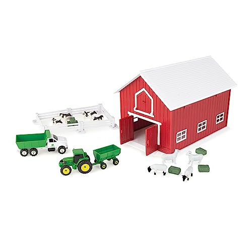 John Deere Kids 47333 64 JD 24-teiliges Bauernhof-Spielset, Rot/Ausflug, Einfarbig (Getaway Solids), M von JOHN DEERE