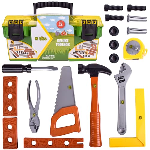Sunny Days Entertainment John Deere 18-teiliger Deluxe-Werkzeugkoffer - Konstruktionsspielset mit Maßband und mehr Werkzeugen Sunny Days Entertainment John Deere 18-teiliger Deluxe-Werkzeugkoffer - Konstruktionsspielset mit Maßband und mehr Werkzeugen von JOHN DEERE