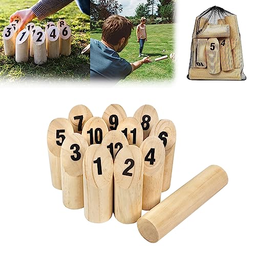 JOIEYOU Wikingerschach, Kubb Wurfspiel, Wikinger Schach Holz, Draussen Spiele aus Finnland für Kinder inkl. Spielanleitung und Netzbeutel von JOIEYOU