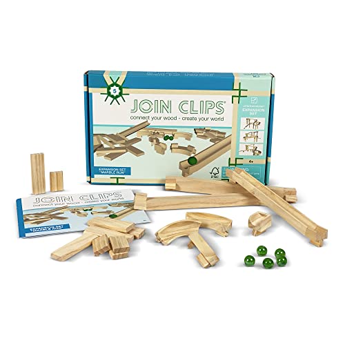 JOIN CLIPS®: Marble Track Erweiterungsset – Kugelbahn - Bauen und Spielen -für Kinder - Geeignet ab 4 Jahren - Mit edukativen Beispielen - Holz Bausteine von JOIN CLIPS