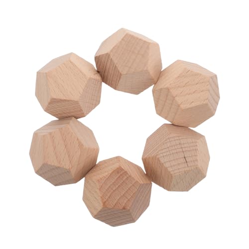 6 Stück Blanko-würfel Aus Holz: Unfertige 12-seitige Holzblöcke Für DIY-bastelprojekte – Graffiti-12-seitige Würfel Für Brettspiel-partyzubehör von JOINPAYA