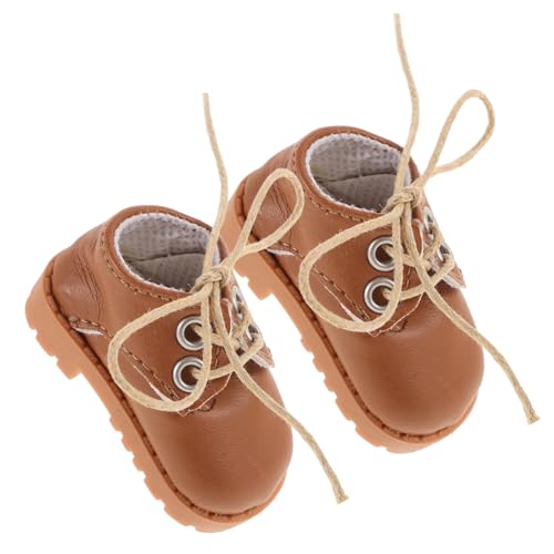 JOINPAYA 1 Paar Puppenlederschuhe aus Baumwolle Miniatur Mini-Puppen Mini-Sachen mini Schuhe Minischuhe Puppe Schuhe Kunstleder Light Brown von JOINPAYA