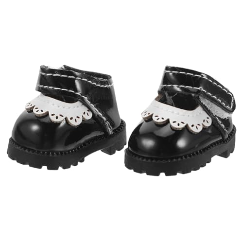 JOINPAYA 1 Paar Puppenschuhe, Mini-Pu, süße Elfenschuhe, Rollenspiel-Anziehkostüm für 17 cm große Puppen, Blindboxen, Figur, Kleidungszubehör, Schwarz von JOINPAYA
