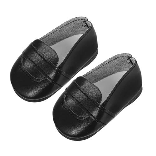 JOINPAYA 1 Paar Puppenschuhe Babypuppe Minischuhe Puppenkleid Miniaturschuhe Puppendekor Schuhe Pu Schwarz von JOINPAYA