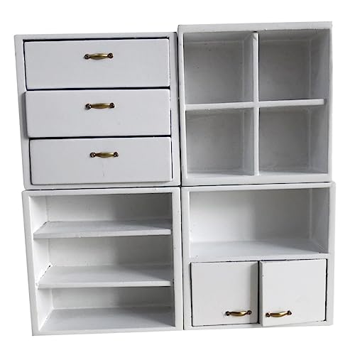 JOINPAYA 1 Satz 4 Stück Puppenhaus Minischrank interaktives kinderzimmerdeko Miniature Furniture miniaturvase Puppenhausmöbel puppenhaus mini Schrank hölzern Weiß von JOINPAYA