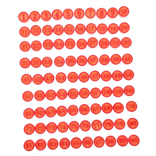 JOINPAYA 1 Satz Bingo-Schach Bingo trinkspiel Figuren Gaming brettspielr brettspiel zubehör Nummern Schachfiguren Schachbrett Zahlenschachersatz Zahlenschach aus Kunststoff Plastik rot von JOINPAYA