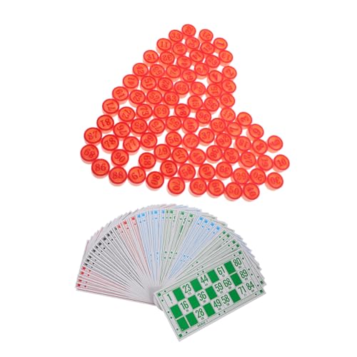 JOINPAYA 1 Satz Bingo Spielset mit Nummerierten Karten und Spielsteinen für Familienfeiern und Gruppenspiele Wiederverwendbar und Leicht für Partys und Unterhaltung von JOINPAYA