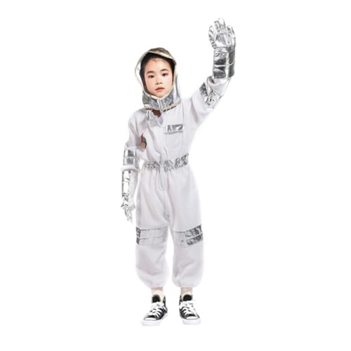 JOINPAYA 1satz Mädchen Astronaut Kostüm Für Rollenspiele Cosplay Outfit Mit Jumpsuit Handschuhen Und Kapuze Für Mädchen Für Halloween Geburtstagsfeiern Und von JOINPAYA