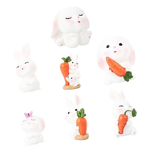 JOINPAYA 7 Stücke Cartoon Figuren Landschaft Bunny Dekorative Harz Garten Statuen von JOINPAYA