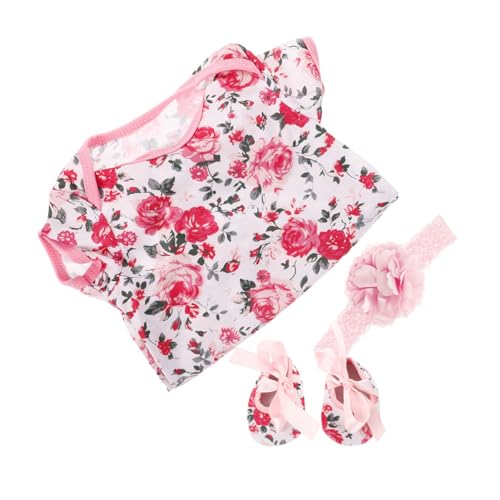 JOINPAYA Puppen-Outfits 3-teiliges Baby-mädchen-Outfit-Set Neugeborenen-babypuppenkleidung Kleid Schuhe Stirnband Kleinkinder Mädchen von JOINPAYA
