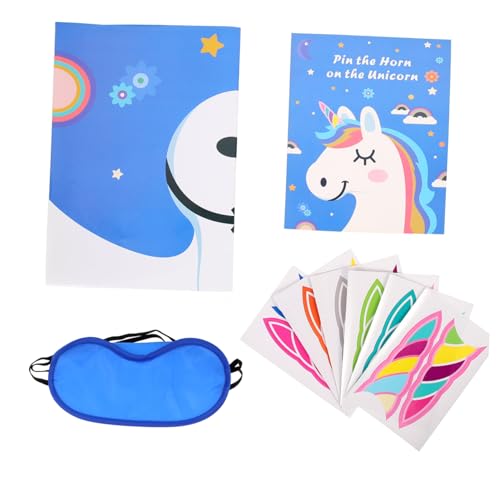 JOINPAYA 1 Satz Einhorn-Aufkleber -Einhorn-partyspiel Einhorn-Spiele Für Kinderpartys Stifthorn Auf Einhorn-partyspiel Lustiges Stifthorn Auf Einhornspielzeug Papier Blue von JOINPAYA