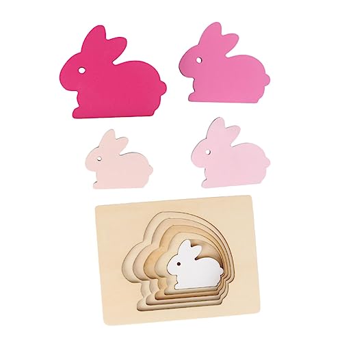 JOINPAYA 1 Satz Farberkennungsspielzeug Puzzle rätselbuch laubsägen für rätsel für Puzzlematte Kaninchen Kinderpuzzle Puzzle in Tierform hölzern Rosa von JOINPAYA