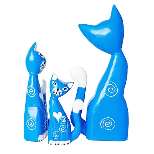 JOINPAYA 1 Satz Gemalte Kätzchen-Ornamente Klein Tischdekoration Realistisch Katze Figuren Hallo Tiere Kunsthandwerk Zu Hause Heimische Tierdekoration Desktop-kunsthandwerk Blue Holz von JOINPAYA