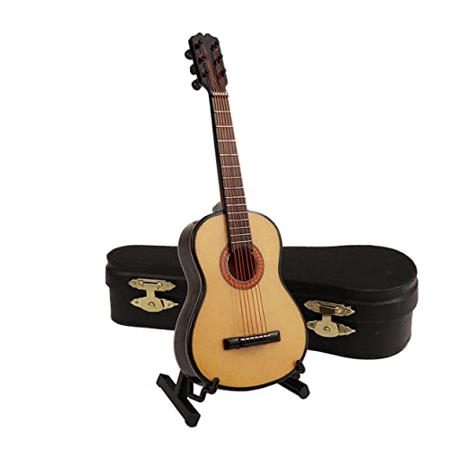 JOINPAYA 1 Satz Gitarrenmodell Mini Kind Ornament Winzig Klein Gitarren-Instrument-Modell Instrumenten-Desktop- Gitarren-Desktop- Hölzern Khaki von JOINPAYA