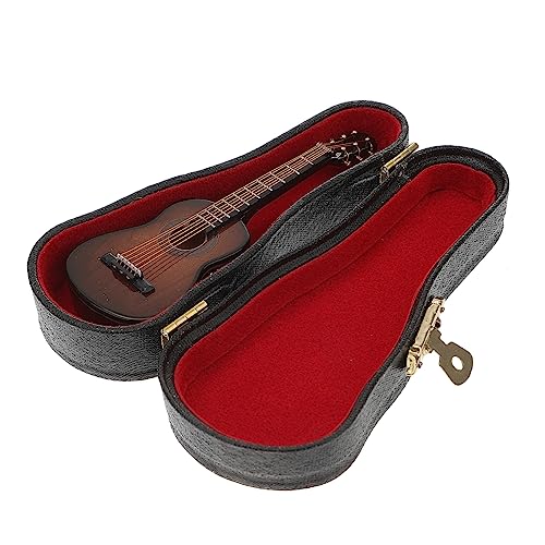 JOINPAYA 1 Satz Gitarrenmodellschmuck Wohnkultur Geburtstag Miniatur Ornament praktische Living Room Decoration Puppenhaus-Mini-Gitarre Mini-Gitarren-Dekoration Kupferkabel Black von JOINPAYA