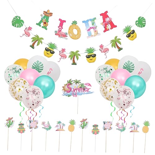 JOINPAYA Dekorieren Sie Ihre Party Hawaii Banner Cake Topper Ballons 41-teiliges Set Thema Lebendige von JOINPAYA