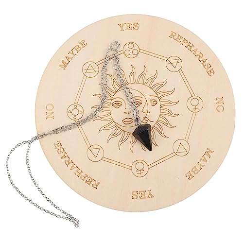 JOINPAYA 1 Satz Hölzernes -Brett Pendel Halskette Spiritboard Wünschelruten Pendelbrett Weissagungszubehör Mondregal Schwarzer Turmalin-anhänger Gothic-pins Wünschelrute Halskette Holz von JOINPAYA