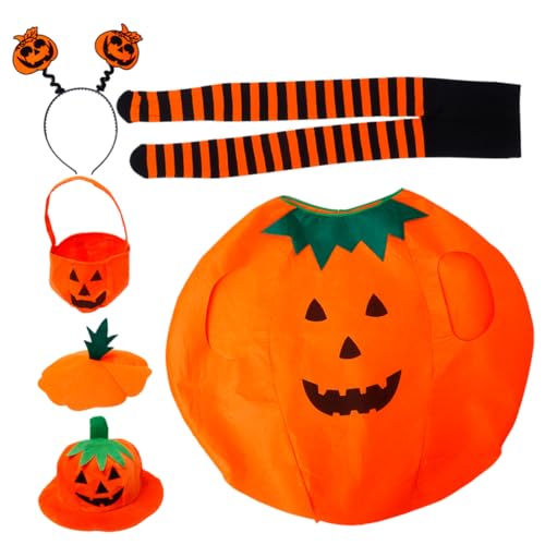 JOINPAYA 1 Satz Kürbis Kinderkleid halloween schminke halloween make up kostã¼me fã¼r erwachsene halloween gesichtsmaske halloween mask Halloween -Outfit Kürbis-Halloween-Kostüm Tuch Orange von JOINPAYA