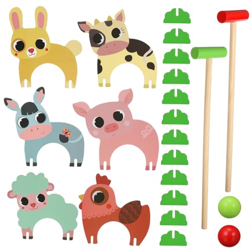 JOINPAYA 1 Satz Lustiges Tierkrocket Ball Bausatz Animal Croquet Kit Krocketspielzeug Mit Tiermotiven Tierförmig Krocket-Spiel Tier-krocket-Set Drinnen Kick-Crocket-Spiel Hölzern von JOINPAYA