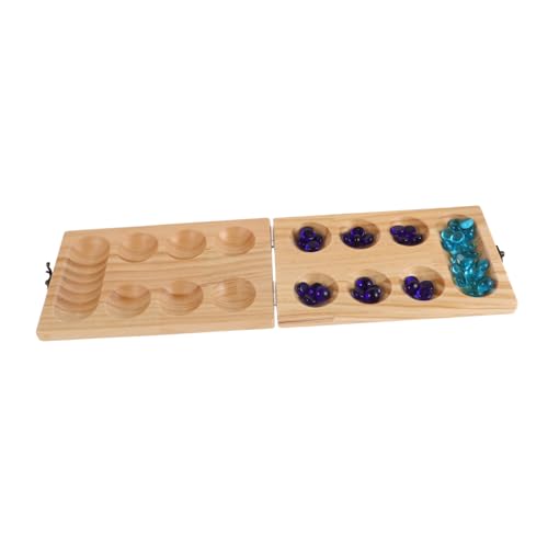 JOINPAYA Mancala-brettspiel Aus Holz – 48 Steine Tragbar Für Unterwegs Für Kinder Und Erwachsene Marmor-mancala-spielset Mit Aufbewahrungsbox von JOINPAYA