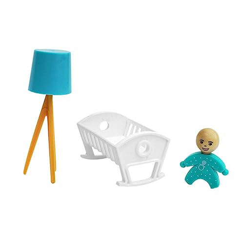 JOINPAYA 1 Satz Mini-Hausschmuck babybett Kinderbett Miniature House Babybett Dollhouse Furniture Mini-Hausmodelle Miniatur-Stehlampe Mini Möbel Plastik Weiß von JOINPAYA