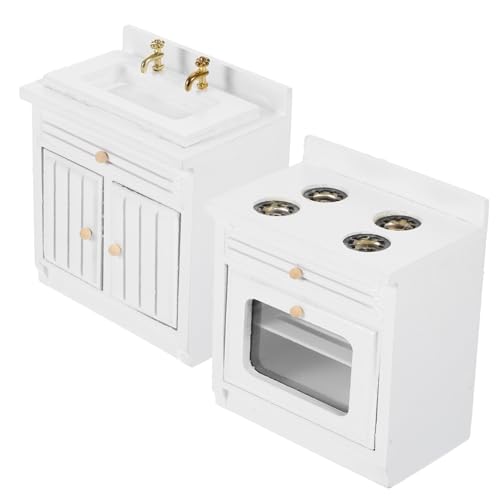 JOINPAYA Miniatur-küchenszene-Requisite Puppenhaus-zubehör – 2-in-1-spüle & Herd-Set Zur Dekoration Kinderspielzimmer von JOINPAYA