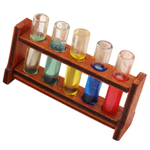 JOINPAYA 1satz Miniatur Test Röhrchen Mit Holz Halterung Puppenhaus Zubehör Für Mini Labor Und Dekoration Bunten Farben Sicher Und Robust Für Kreative Szenerien von JOINPAYA