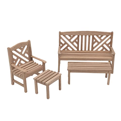 JOINPAYA 1 Satz Mini-Möbelmodell Puppenstubenmöbel puppenhaus Tisch stühle die Bank Miniaturen Puppenmöbel für kinderspielzeug Miniaturmöbel und Accessoires Mini Möbel Holz von JOINPAYA