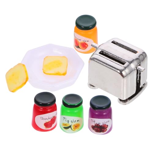 JOINPAYA Puppenhaus Zubehör Mini Toaster Spielzeug Miniatur Brot Maker Marmelade Sicher Geschirr Spielzeug Set von JOINPAYA