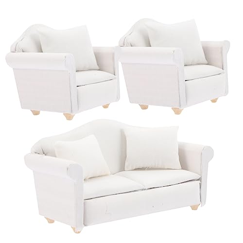 JOINPAYA Miniatur-Sofa Aus Weißem Stoff Für Puppenhaus Im Maßstab 112 – Sofa Und Stühle Puppenmöbel Ihr Spielzeughaus von JOINPAYA