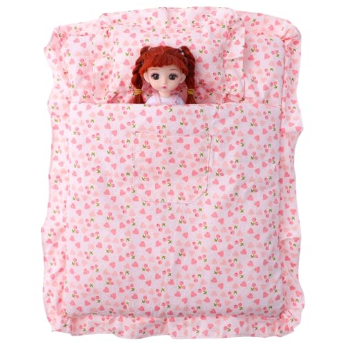 JOINPAYA 1 Satz Miniatur Bettwäsche für Puppenhaus Schlafsack im Erdbeer Design Dekorative Schlafzimmeraccessoires für Puppen für Mini Szenen und Dollhouses von JOINPAYA