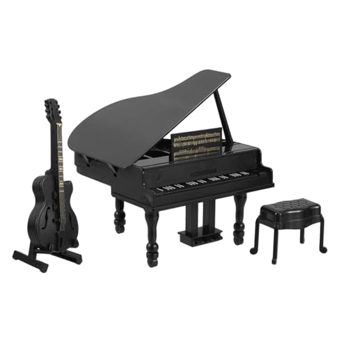 JOINPAYA 1 Satz Miniatur-Musikinstrument Puppenhauszubehör Miniatur Gitarre Puppenhaus-musikinstrumente Puppenhausklavier Miniatur-klaviermodell Maßstab 1:12 Deko Gitarrenstatue Plastik von JOINPAYA
