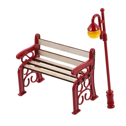 JOINPAYA 1 Satz Miniatur-Parkmöbel kinderspielzeug Dekorative Miniaturmöbel Miniaturstuhl Miniaturmöbel Schlafzimmer Szene Lampe Bankmodell Zinklegierung rot von JOINPAYA